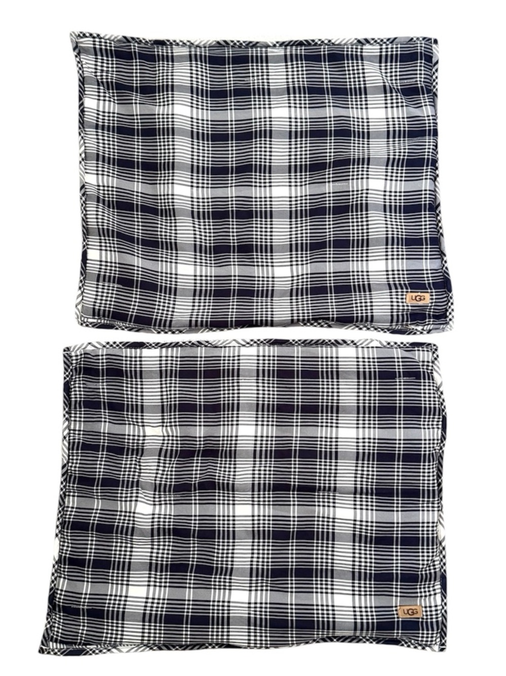UGG Navy White Plaid Reversible Pillow Covers